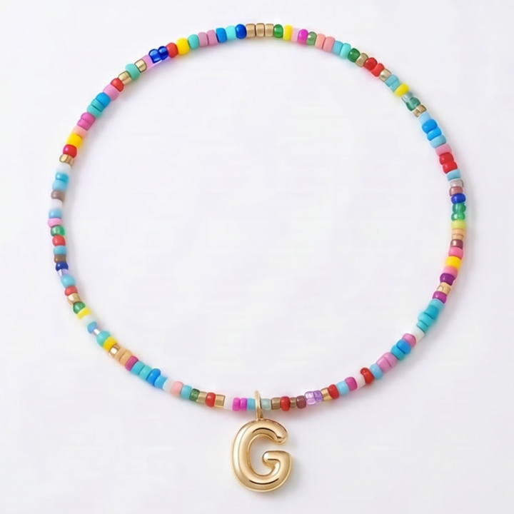 Liora – Colorful Beaded Initial Necklace