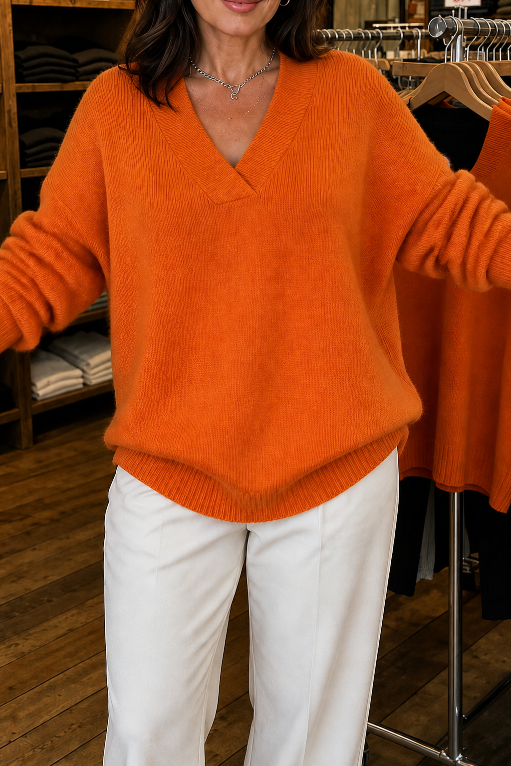 Softline – Ribbed V-Neck Relaxed Knit Sweater