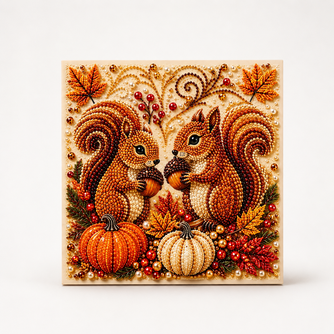 Duskbead – Pearl-Look Bead Pumpkin & Squirrel Diamond Art Kit