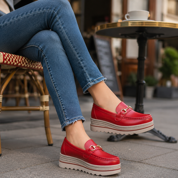 Clarelle – Steel-look Clasp Lug Sole Loafers