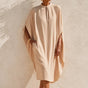 Solenya – Batwing Midi Dress with Keyhole Neckline and Pockets