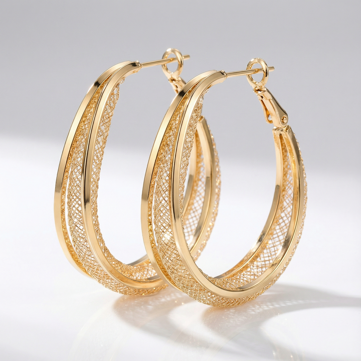 Lumiere - Double Layer Mesh Hoop Earrings