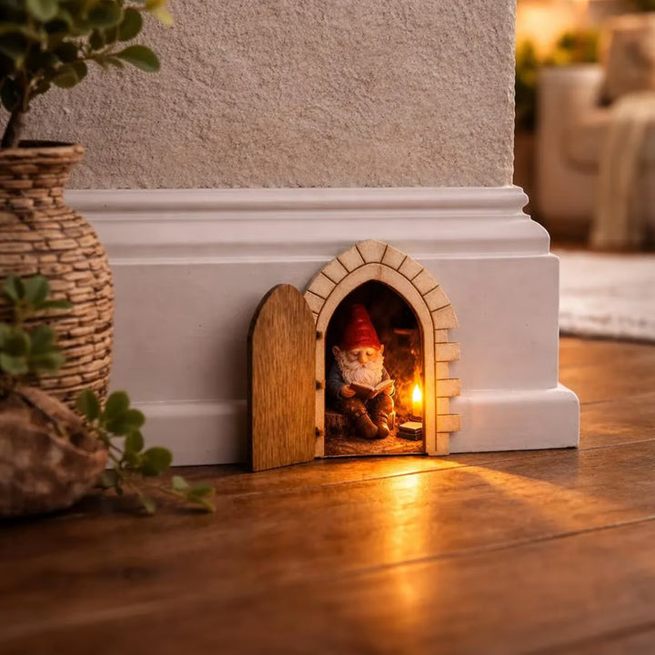 Hearthhollow – Illuminated Hidden Gnome Scene Miniature Door