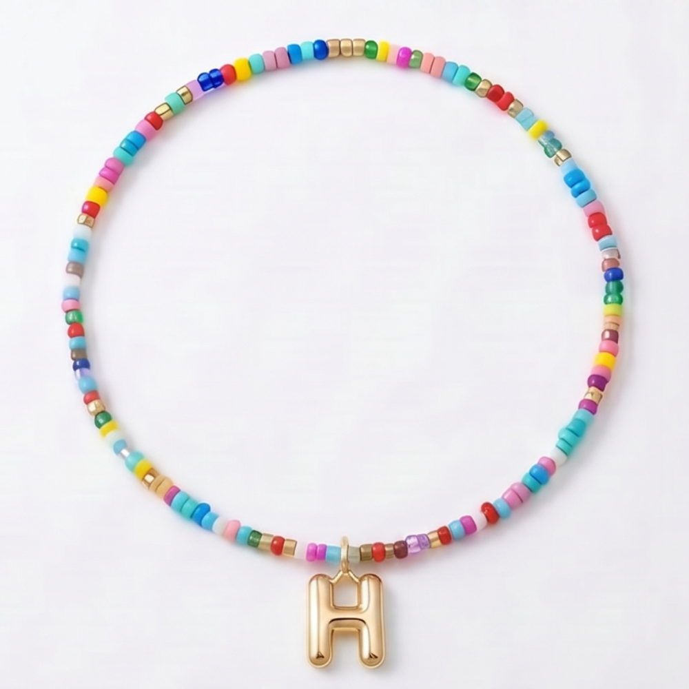 Liora – Colorful Beaded Initial Necklace