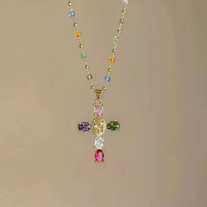 Solavée – Crystal Cross Pendant Necklace