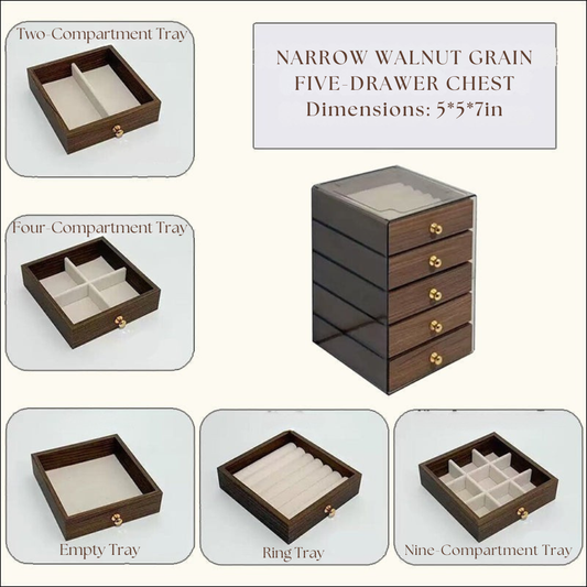 Jeweluxe™ – 5-Layer Walnut Wood Jewelry Box