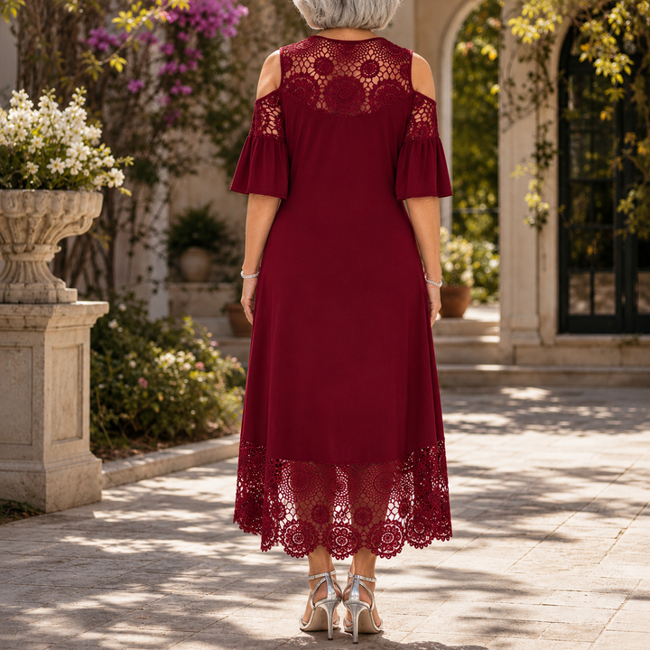 Wearbella – Off-Shoulder Lace Hem Midi Dress