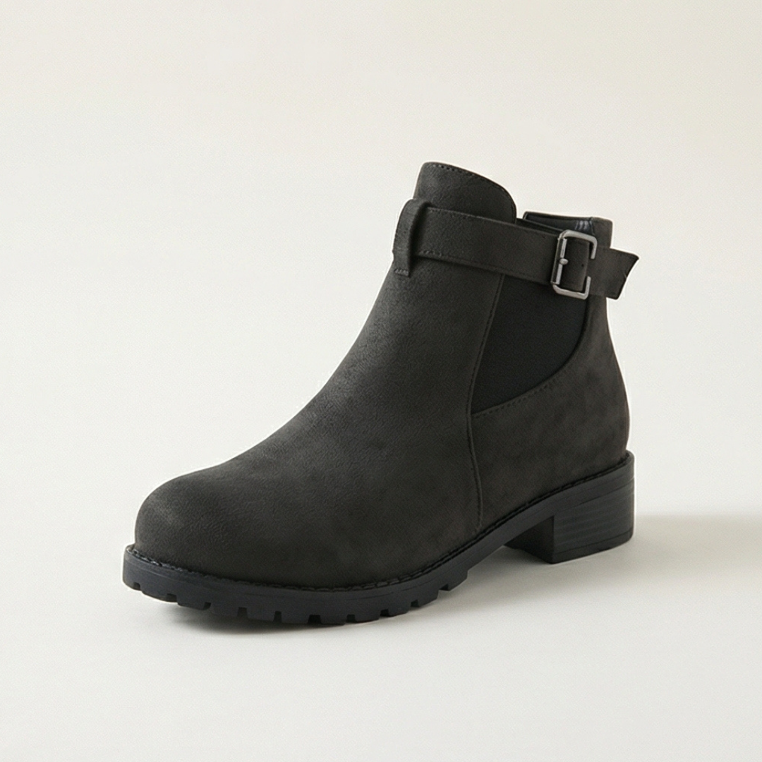 Stridella – Women's Suede-Look Buckle Ankle Booties