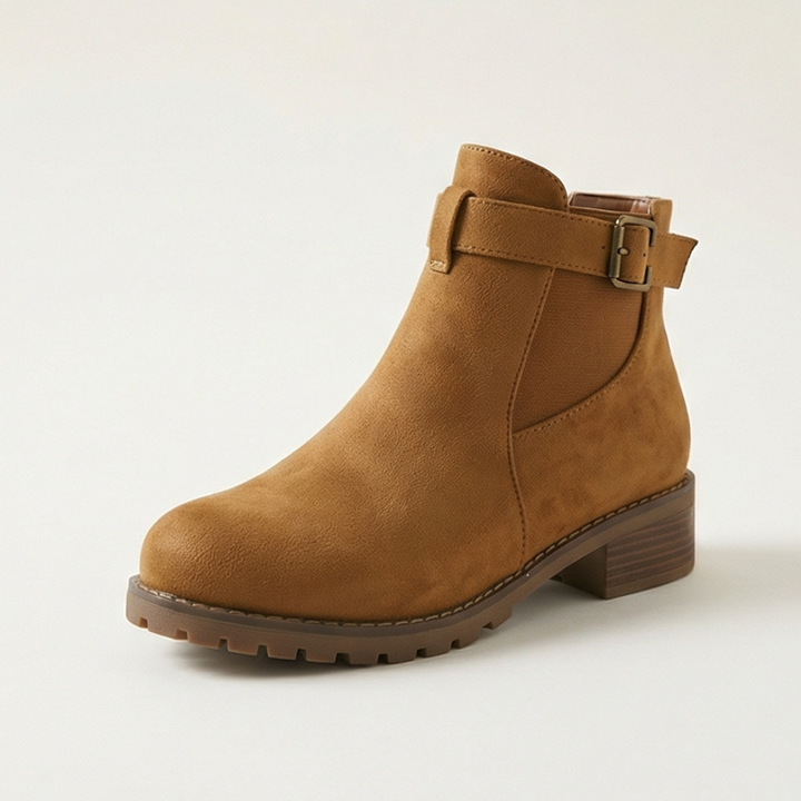 Stridella – Women's Suede-Look Buckle Ankle Booties