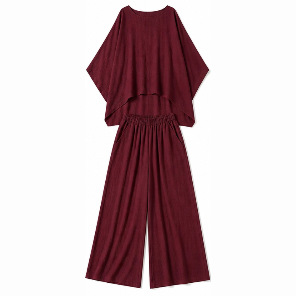 Lunavia™ – Flowy Batwing Top and Wide Leg Pants Set