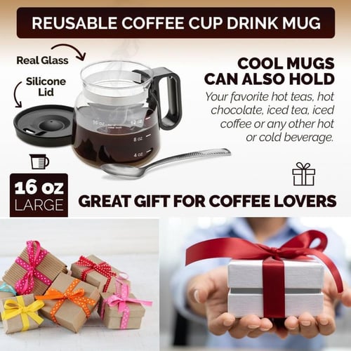 Brewbell™ - 16 Oz Pour-Over Inspired Glass Coffee Mug (50% Off)