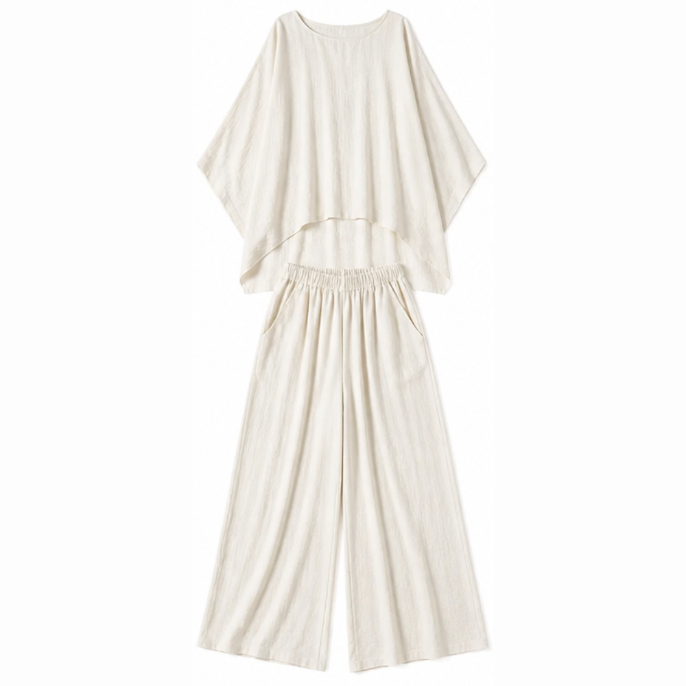 Lunavia™ – Flowy Batwing Top and Wide Leg Pants Set