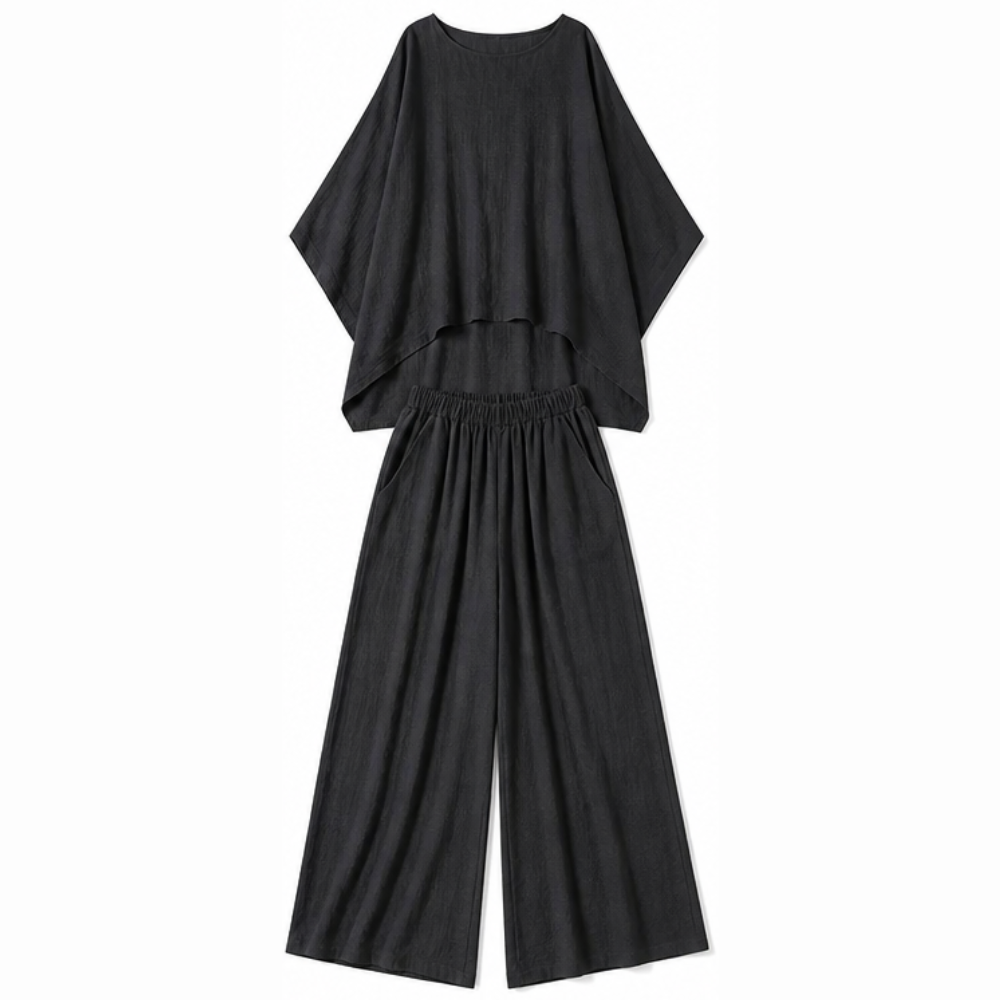 Lunavia™ – Flowy Batwing Top and Wide Leg Pants Set