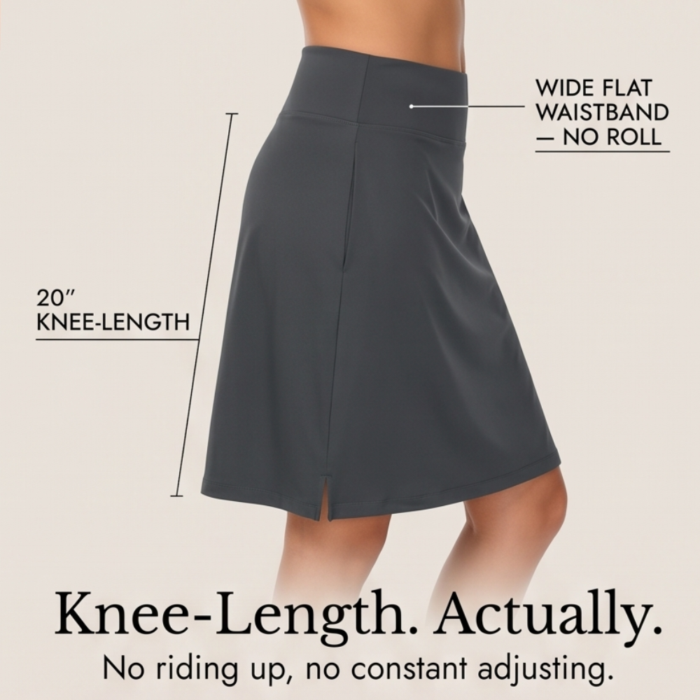 Moteepi - Women's Knee-Length Skort with Built-In Shorts