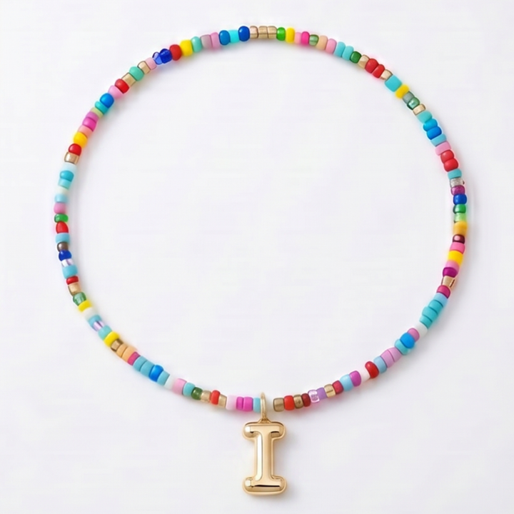 Liora – Colorful Beaded Initial Necklace
