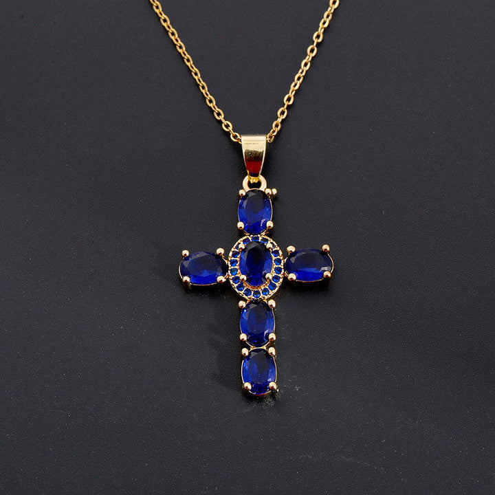 Solavée – Crystal Cross Pendant Necklace