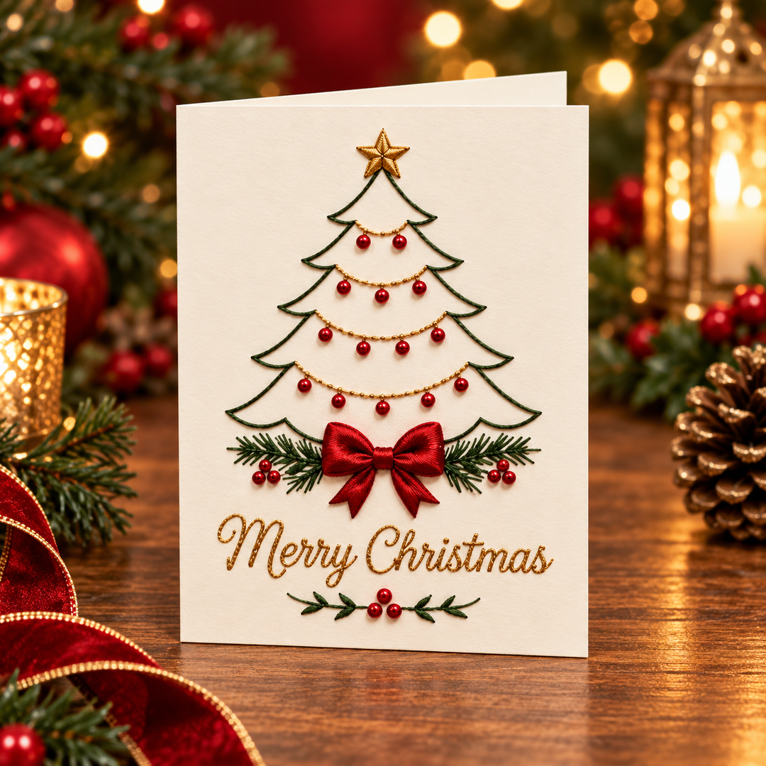 Stitchmas – Printed Pattern Christmas Embroidery Card Kit