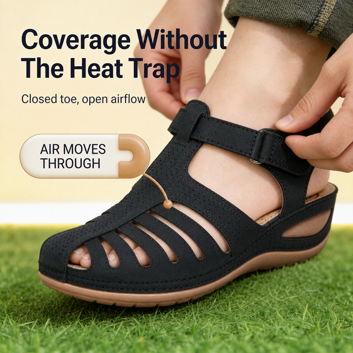 Wearbella – Closed-Toe Cut-Out Wedge Sandals