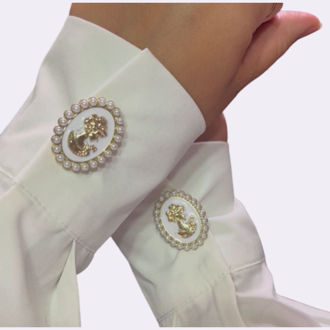 Petaline™ – Golden Floral Cameo Brooch (35% Off)