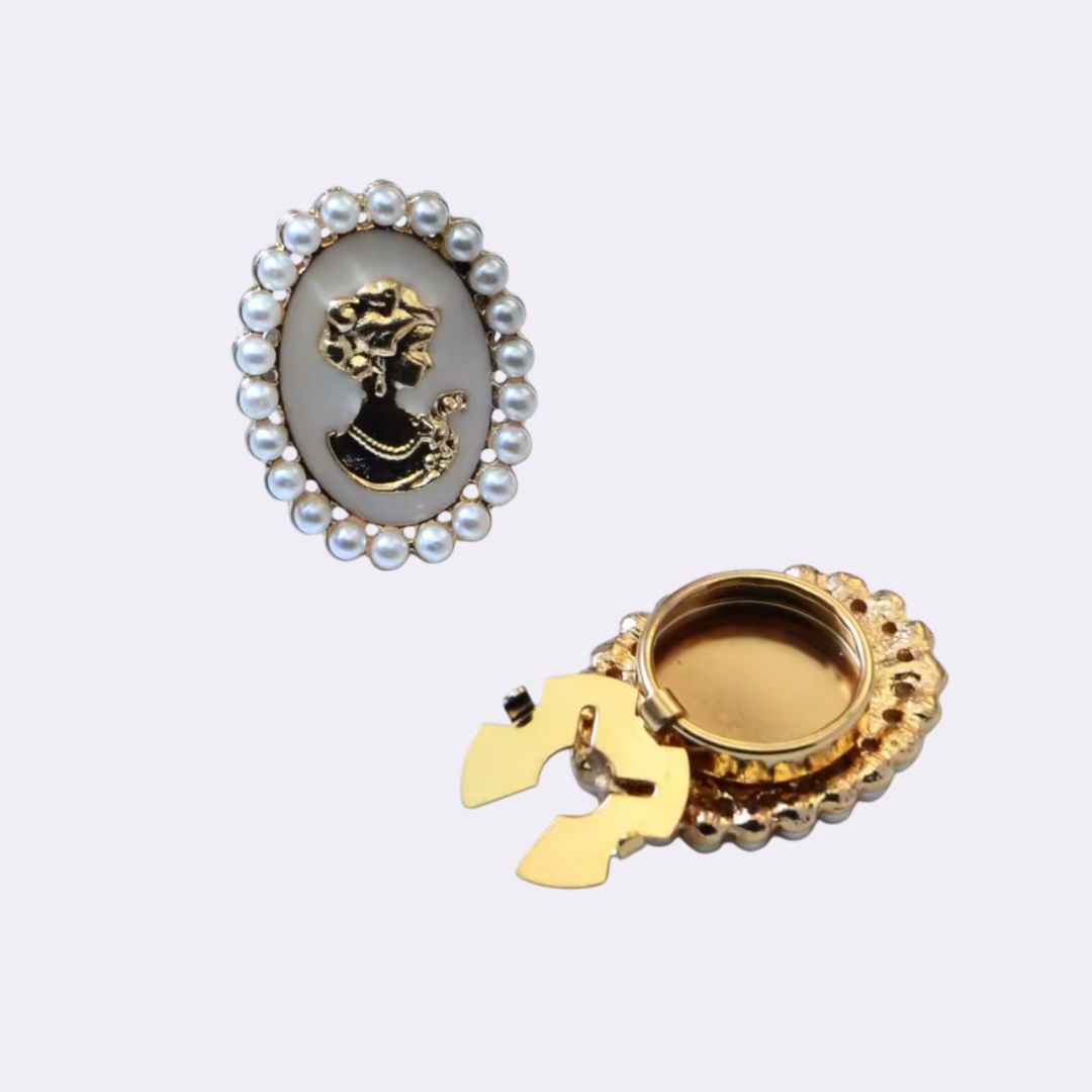 Petaline - Golden Floral Cameo Brooch