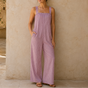 Wearbella – Striped Adjustable Strap High-Waist Jumpsuit
