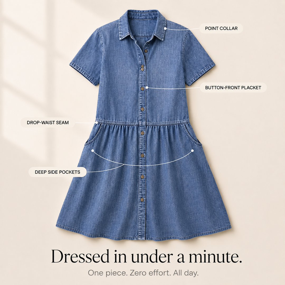 Everly – Shirt Dress with Pockets A-Line Midi Button Front