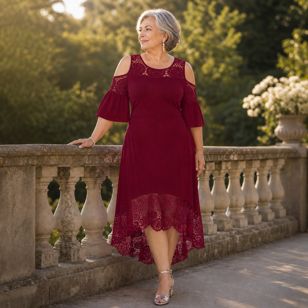 Wearbella – Off-Shoulder Lace Hem Midi Dress