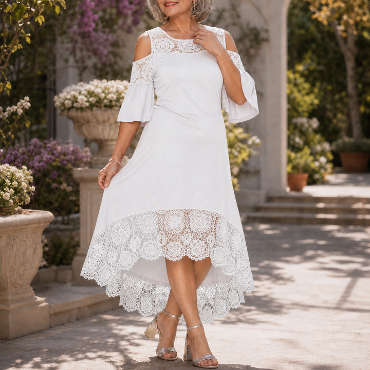 Wearbella – Off-Shoulder Lace Hem Midi Dress
