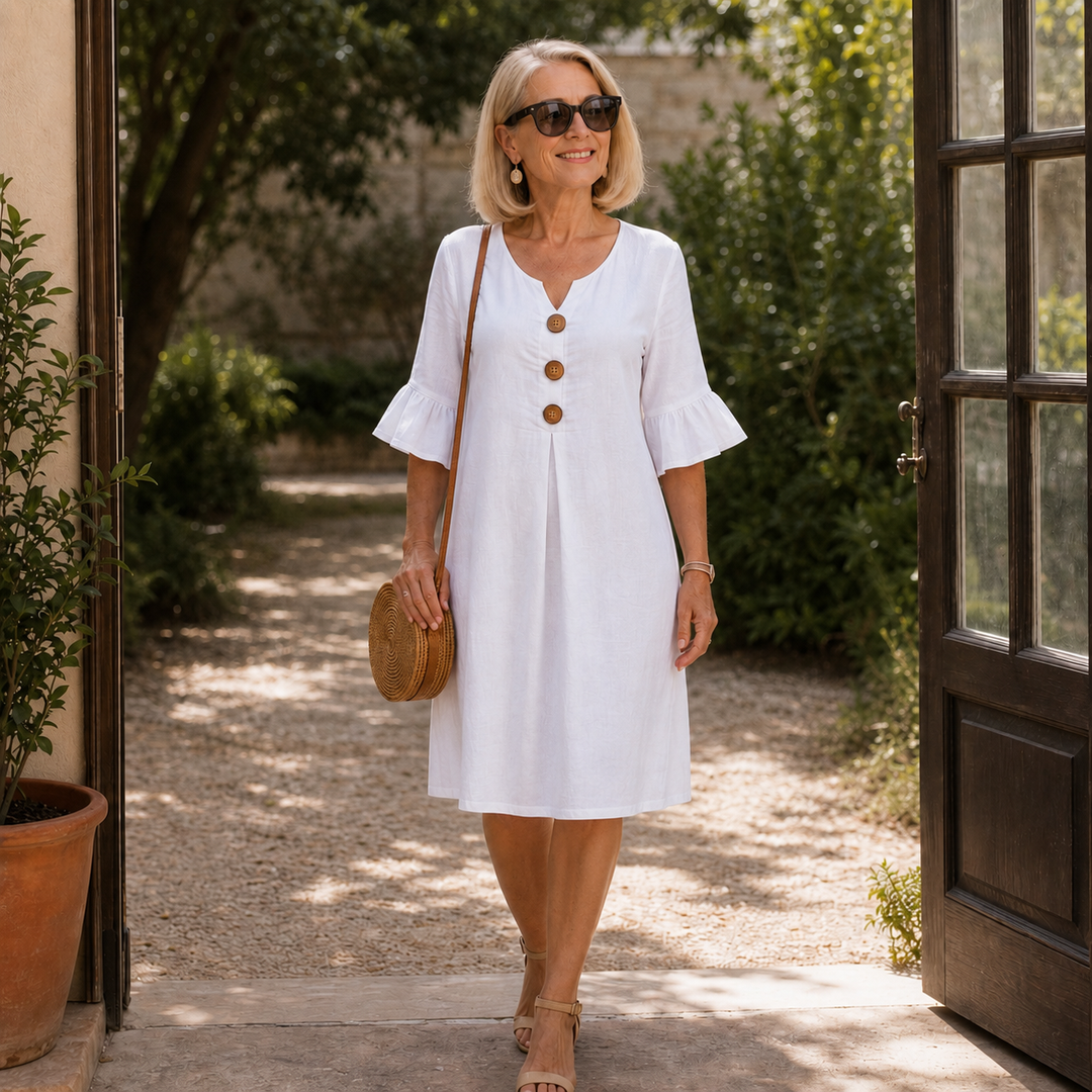 Fielding – Ruffle Sleeve Button Front Midi Dress