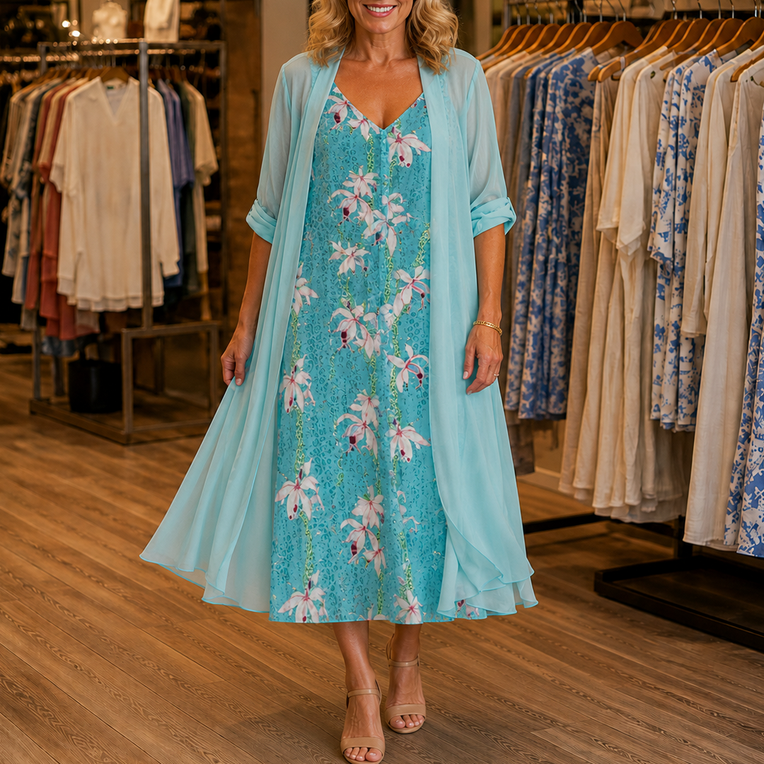 Wearbella – Floral Print Dress And Duster Set