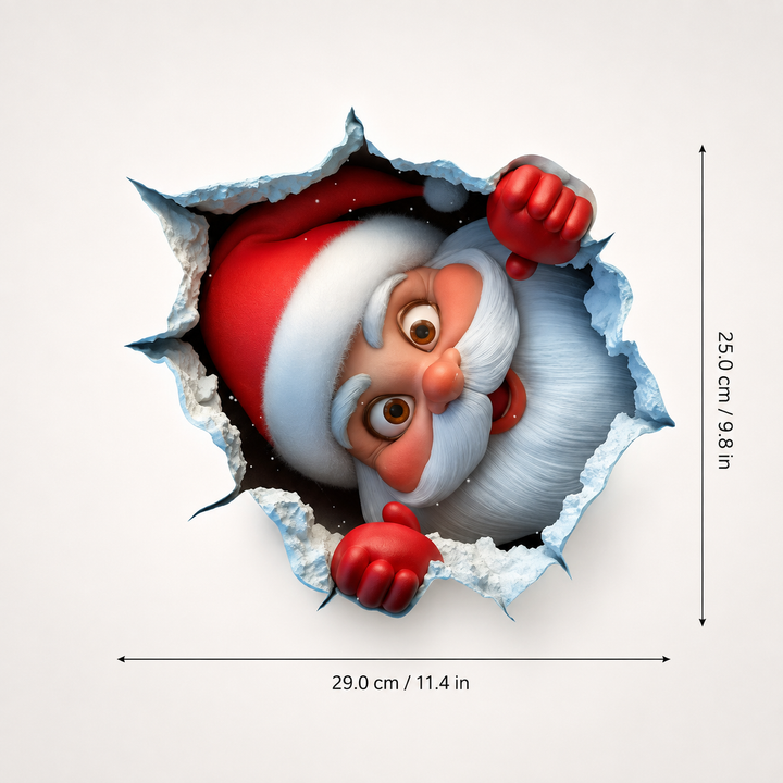 Peekaboo Claus – Peeking Santa Wall Sticker Decal (4pcs)