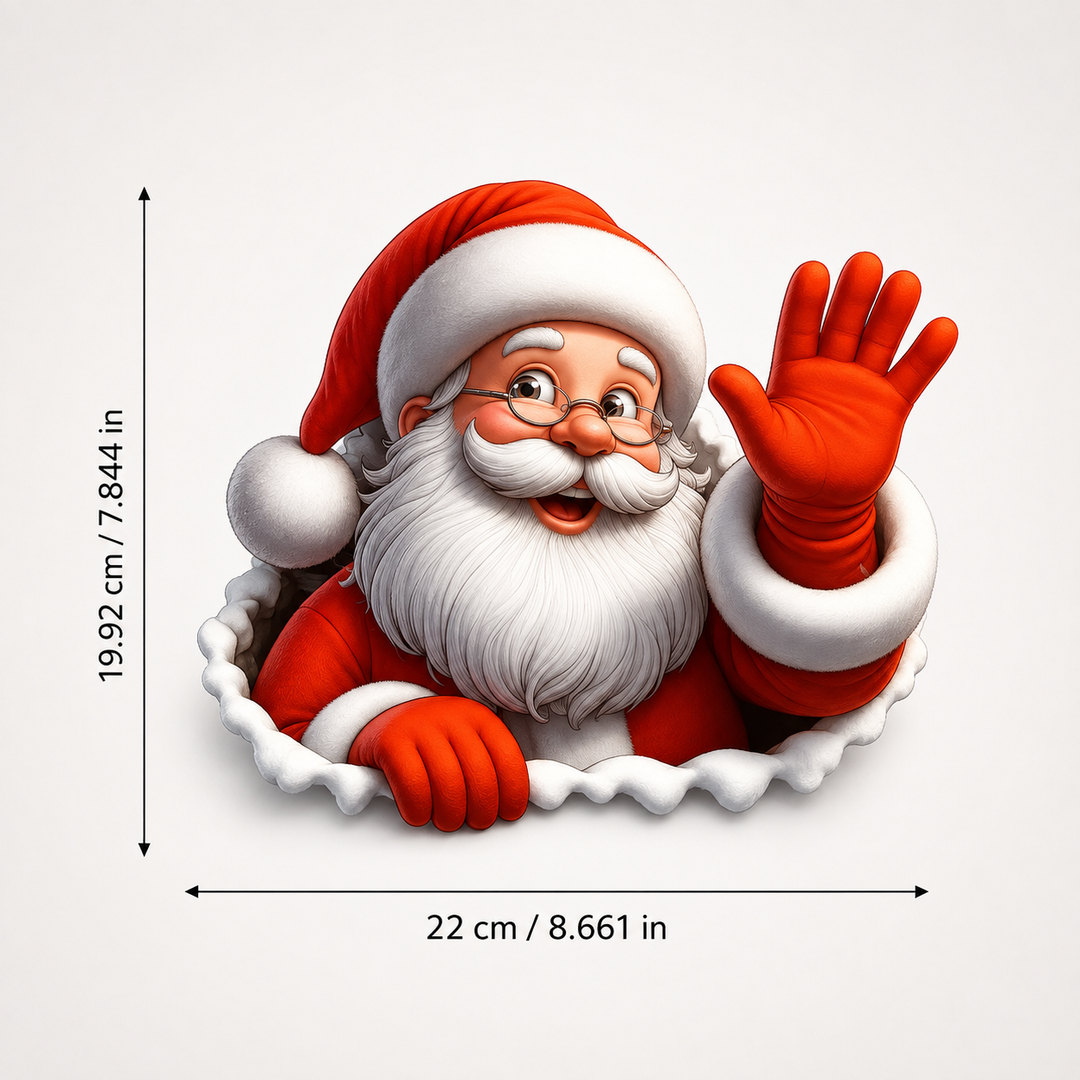 Peekaboo Claus – Peeking Santa Wall Sticker Decal (4pcs)