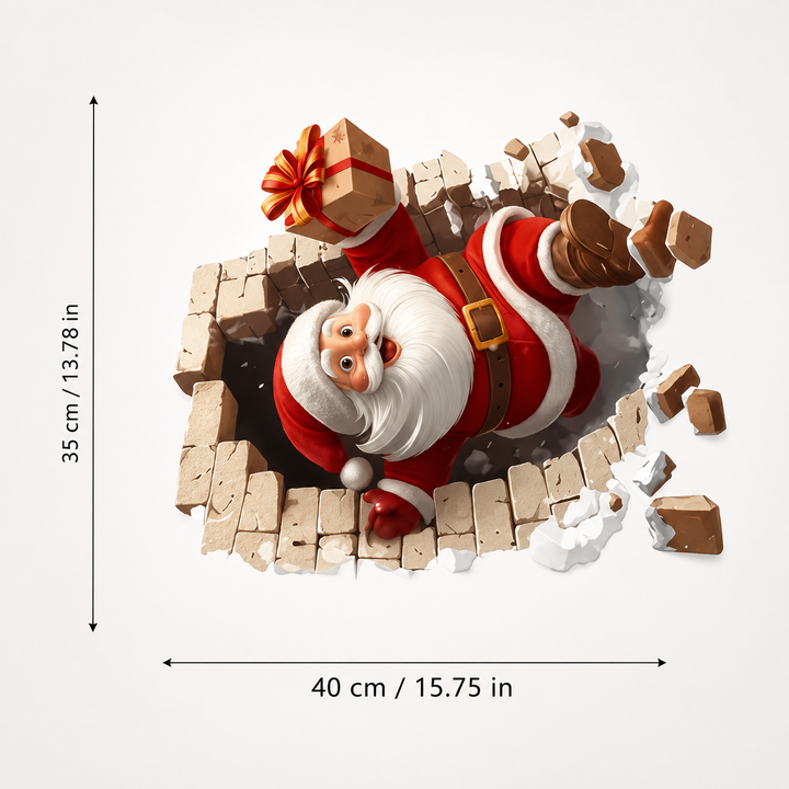 Peekaboo Claus – Peeking Santa Wall Sticker Decal (4pcs)