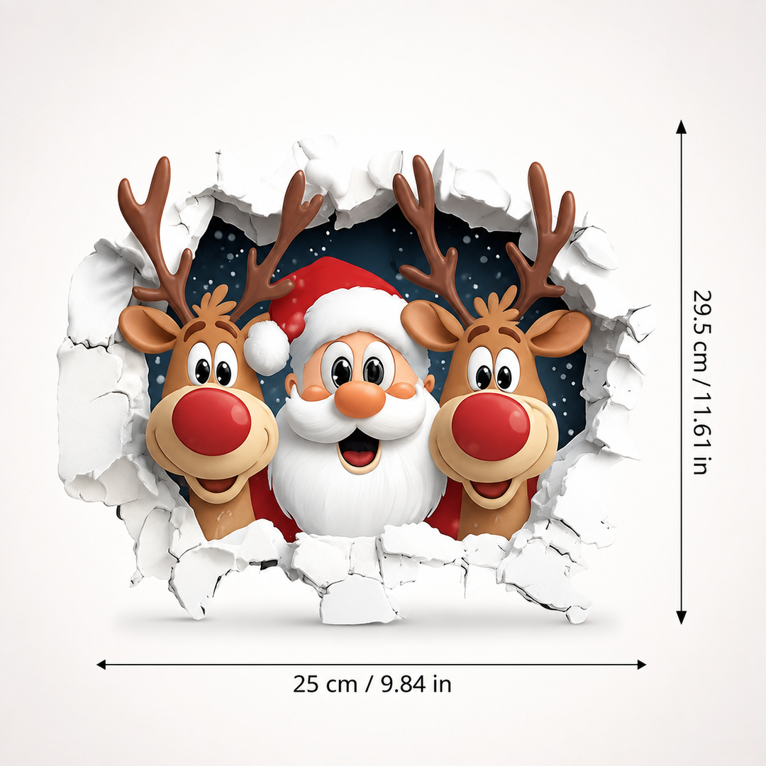 Peekaboo Claus – Peeking Santa Wall Sticker Decal (4pcs)