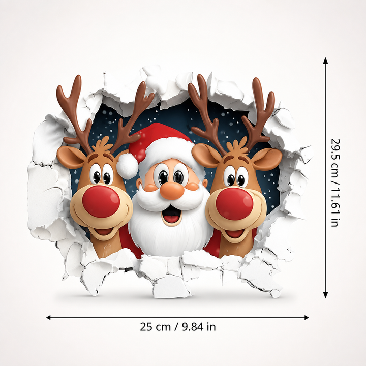 Peekaboo Claus – Peeking Santa Wall Sticker Decal (4pcs)