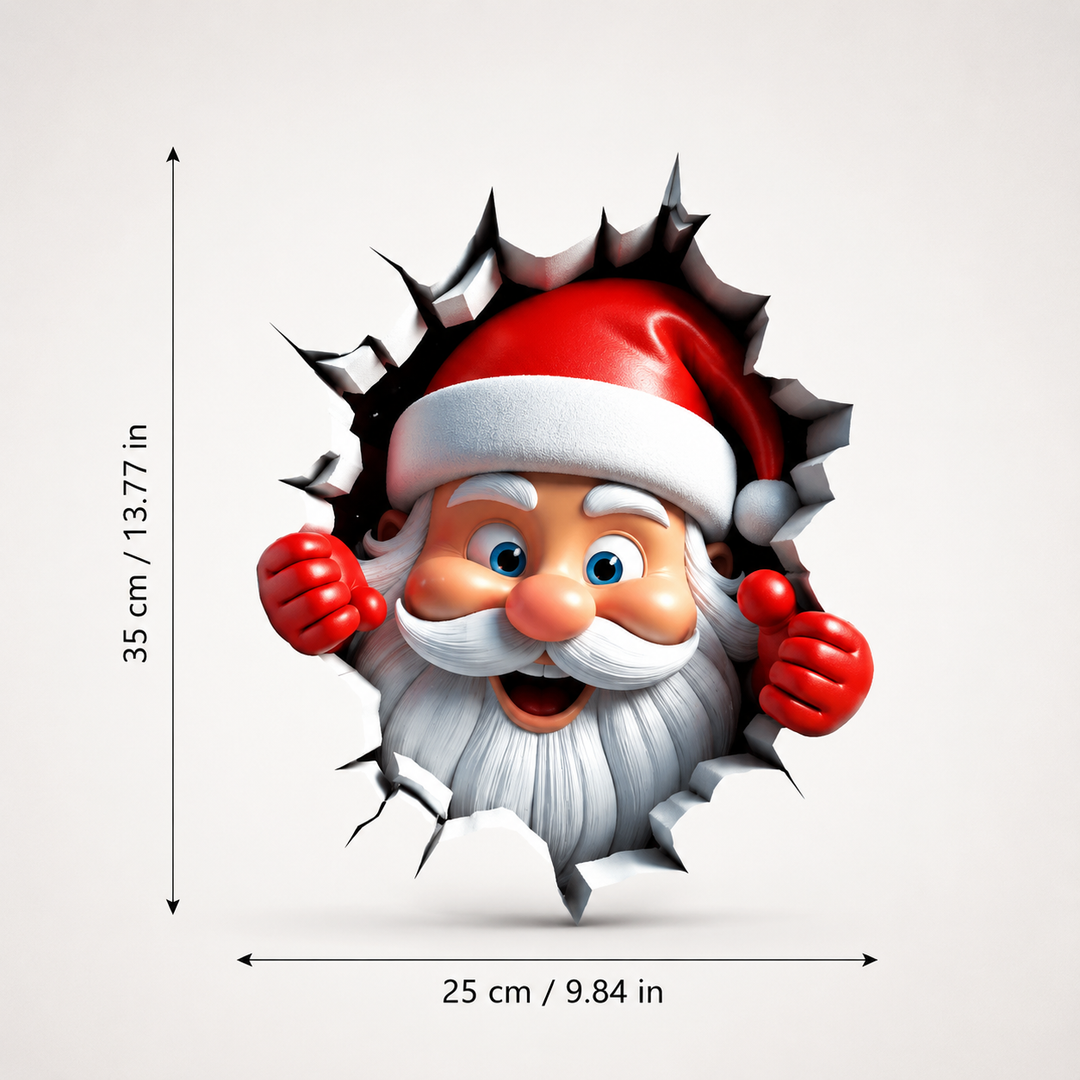 Peekaboo Claus – Peeking Santa Wall Sticker Decal (4pcs)
