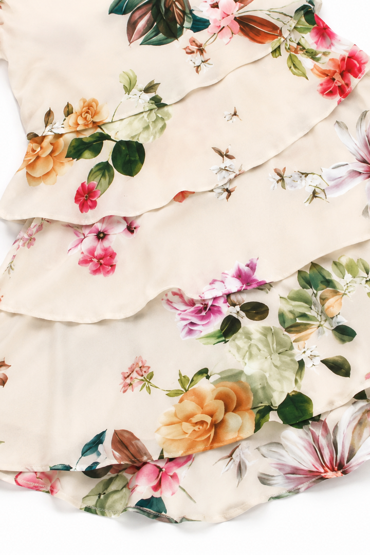 Cascalia – Tiered Floral Cascade Midi Dress