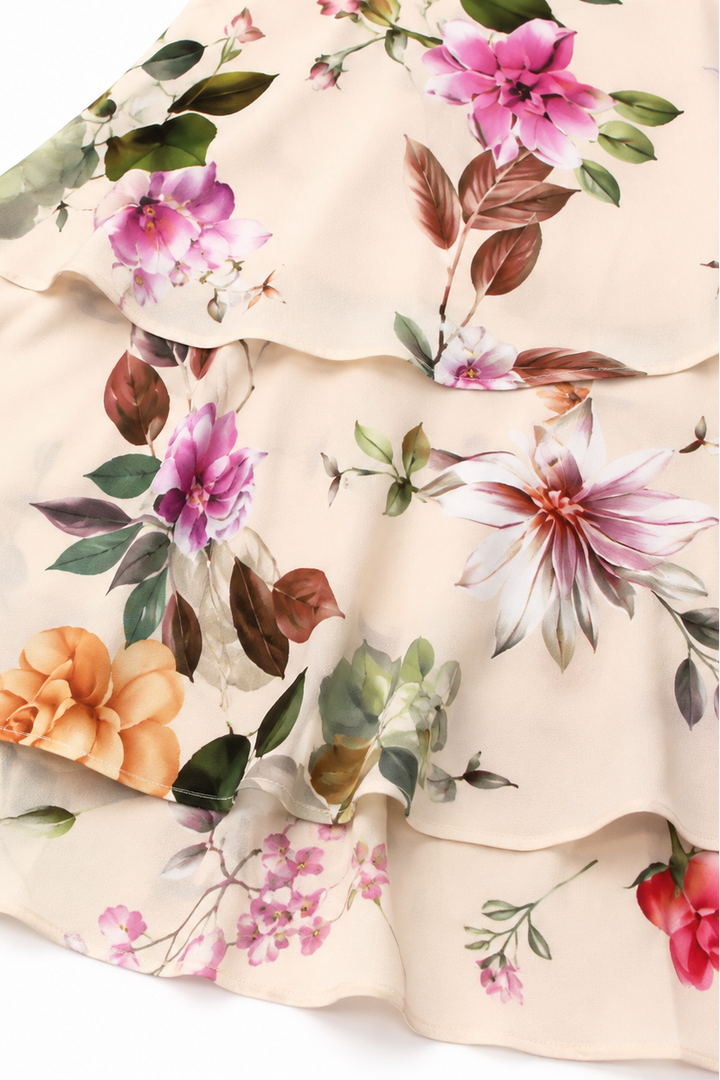 Cascalia – Tiered Floral Cascade Midi Dress
