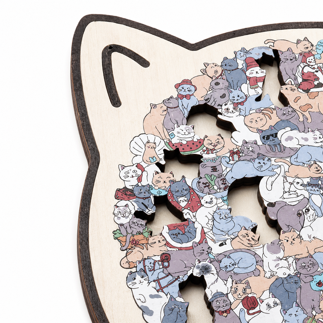 Purrzzle – 135-Piece Cat-Shaped Wooden Jigsaw Puzzle