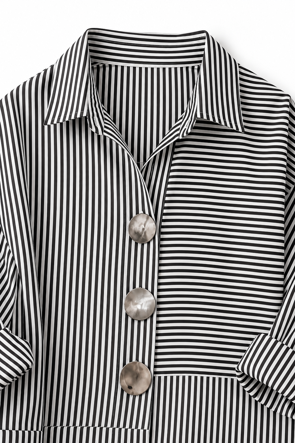 Veyrastripe – Irregular Stripe Stand Collar Shirt