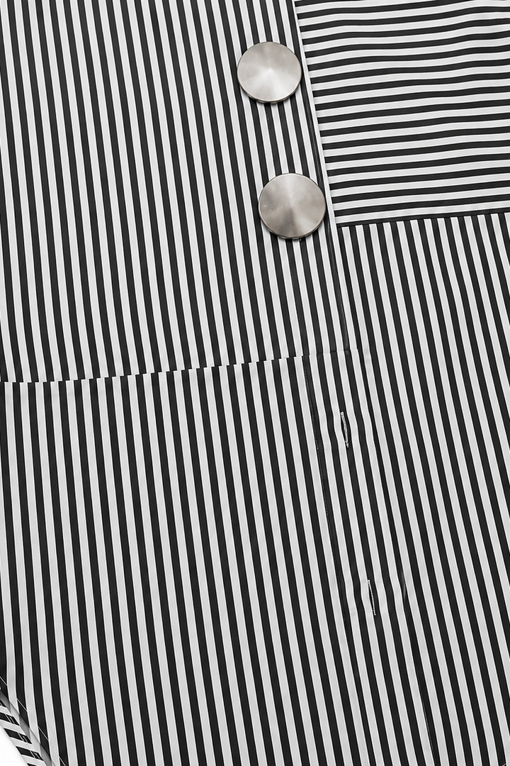 Veyrastripe – Irregular Stripe Stand Collar Shirt