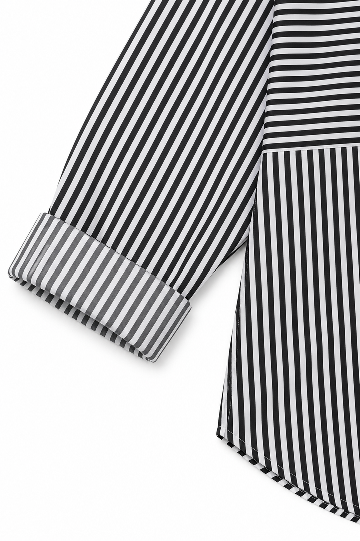 Veyrastripe – Irregular Stripe Stand Collar Shirt