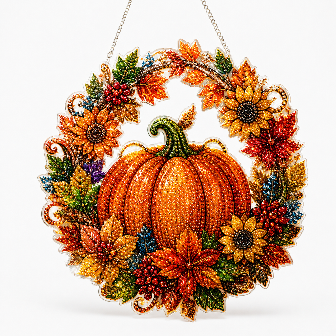 Duskglow Wreath – Pumpkin Diamond Painting Wreath Kit