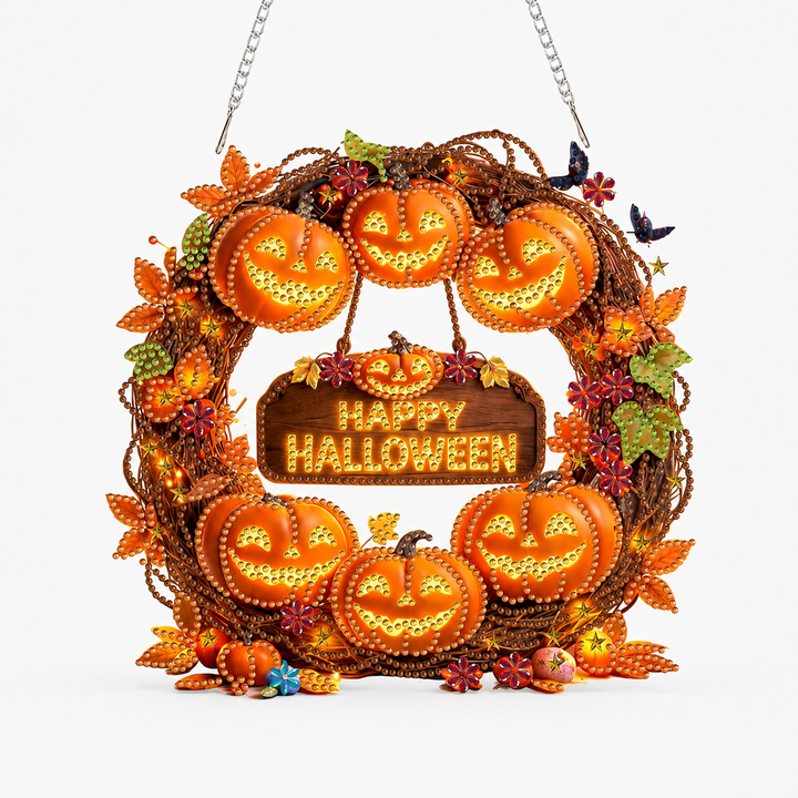 Duskglow Wreath – Pumpkin Diamond Painting Wreath Kit