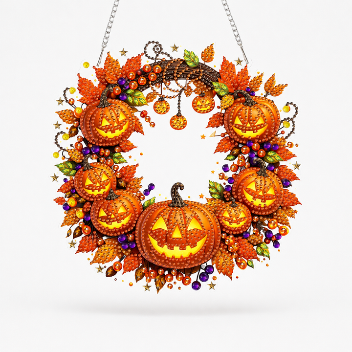 Duskglow Wreath – Pumpkin Diamond Painting Wreath Kit