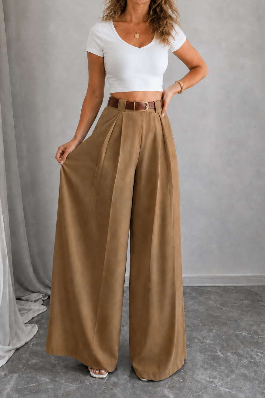 Longline – Deep Pleat Wide-Leg Trousers