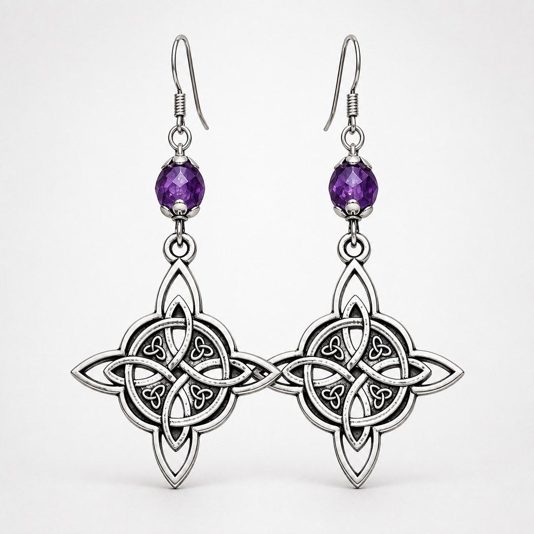 Lunavia – Vintage Celtic Knot Crystal Drop Earrings