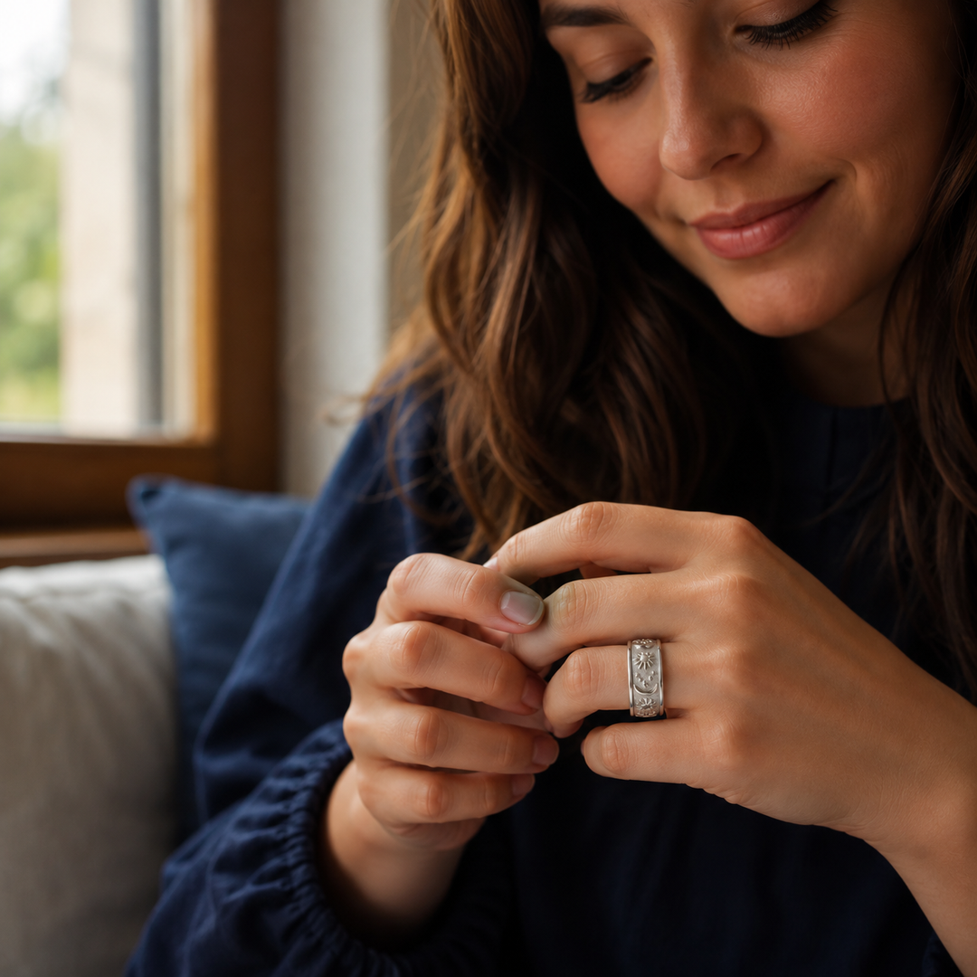 Tethro – The Spinner Ring That Calms Your Hands, Not Just Your Look (2Pcs)
