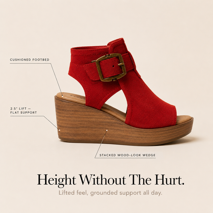 Elsera – Peep-Toe Platform Wedges with Buckle Detail (EDIT)