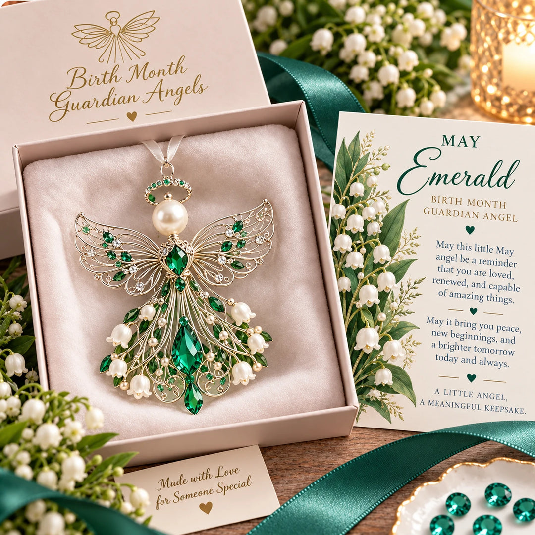 Birthstone Angel – Jeweled Guardian Angel Ornament